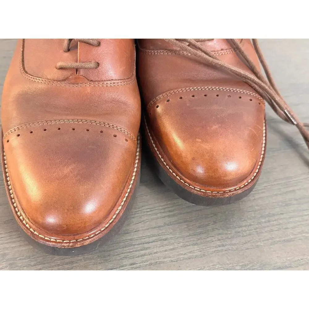 SAMUEL HUBBARD LEATHER MARKET CAP BROGUE WHISKEY‎ BROWN 9.5